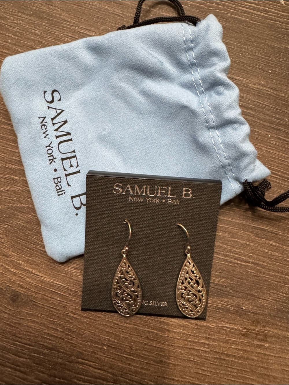 Samuel B. Sterling Filigree Teardrop Earrings - Silver Tone